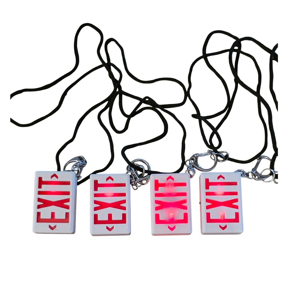 Novelty Exit Sign‎ Necklaces Lot of 4 Best Lighting Read Description
